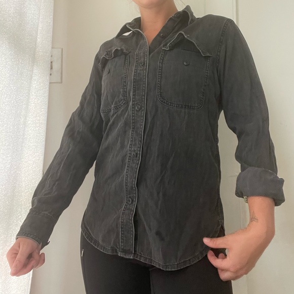 Madewell Grey Denim Button Down Shirt - XXS - Picture 2 of 4